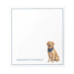 Preppy Golden Retriever Personalized Notepad