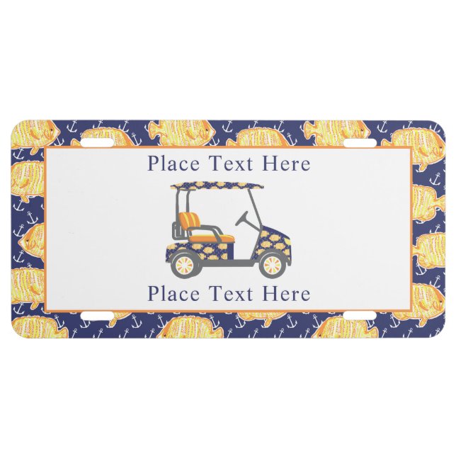 Preppy Goldfish Golf Cart License Plate (Front)