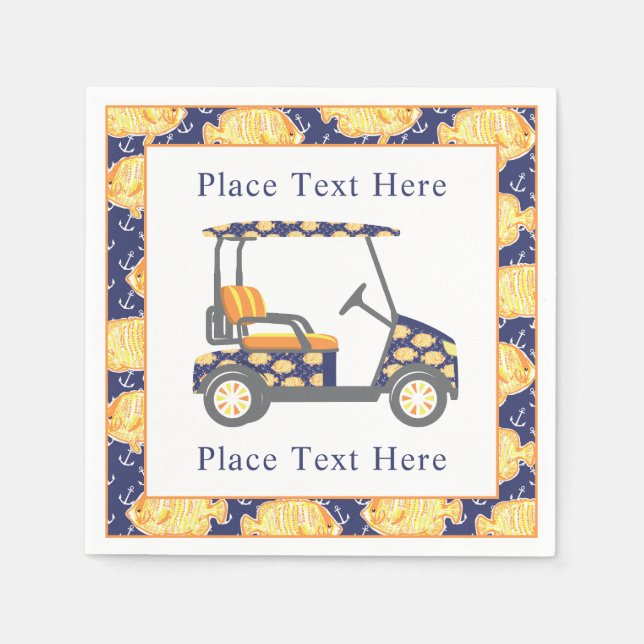 Preppy Goldfish Golf Cart Napkins (Front)