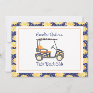 Preppy Goldfish Palm Beach Golf Cart Thank You Card