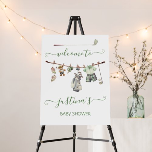 Preppy Golf Boy Baby Shower Welcome Sign