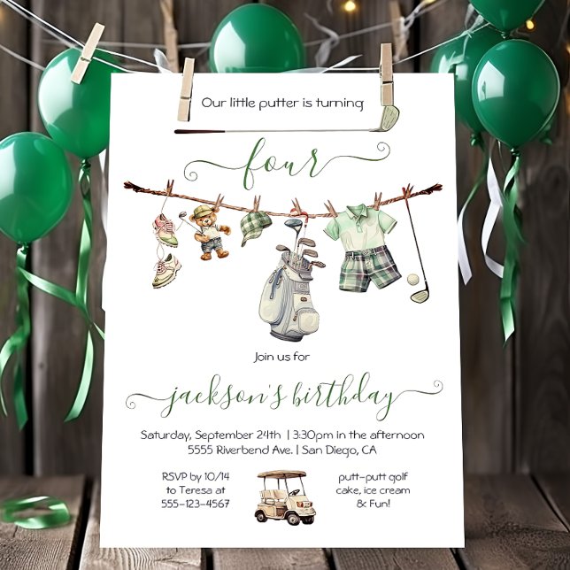 Preppy Golf Boy Birthday Party Invitation (Creator Uploaded)