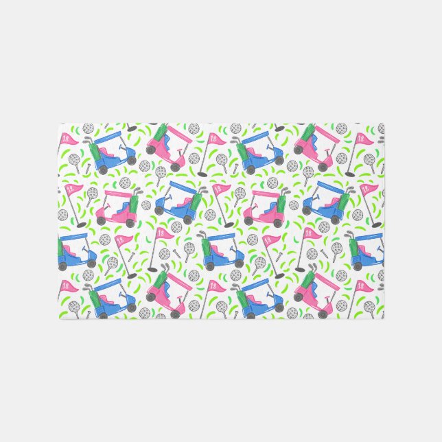 Preppy Golf Cart Golf Themed  Rug (Front)