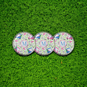 Preppy Golf Cart Personalized Blue Monogram Gift Ball Marker