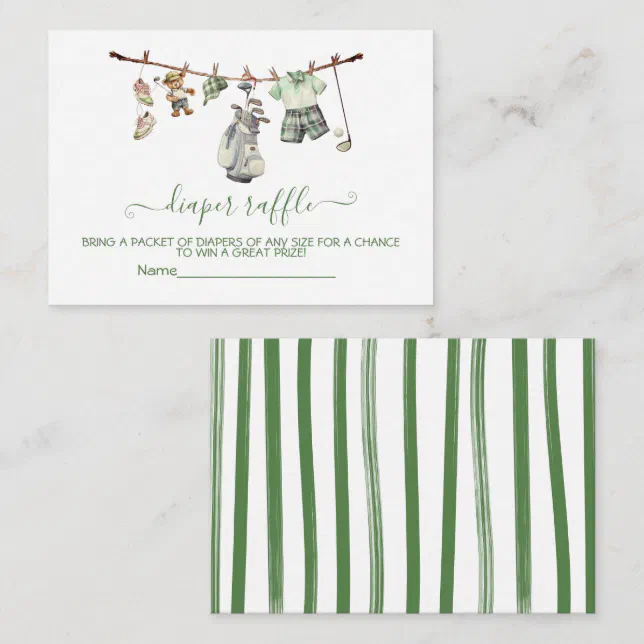 Clothes Line Raffle Preppy Golf clothesline Diaper Raffle card | Zazzle