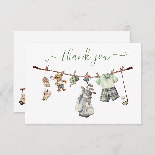 Preppy Golf Clothesline Thank You Note (Front/Back)