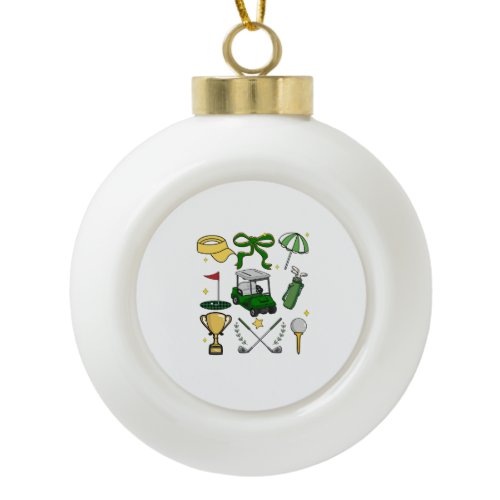 Preppy Golf Coquette Ceramic Ball Christmas Ornament