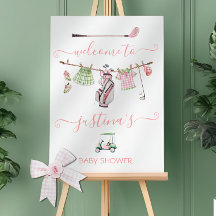 Preppy Golf Girl Baby Shower Welcome Sign