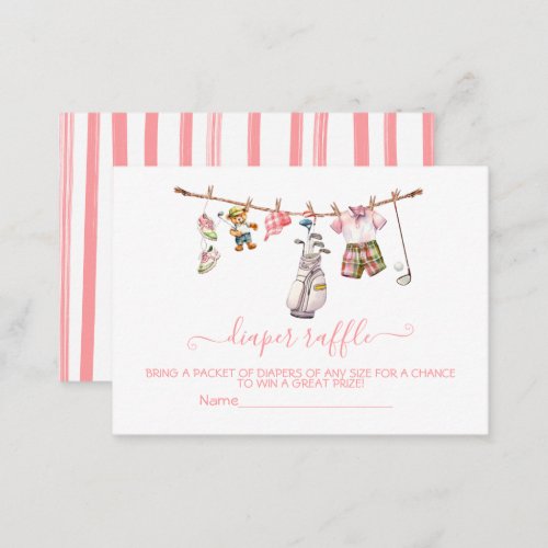 Preppy Golf Girl clothesline Diaper Raffle card