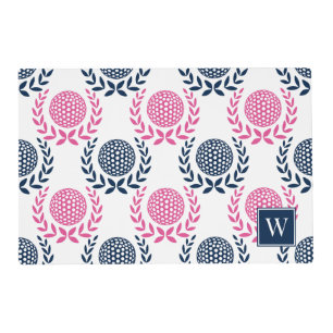 Preppy Golf Laurel Wreath – Navy & Hot Pink Placemat