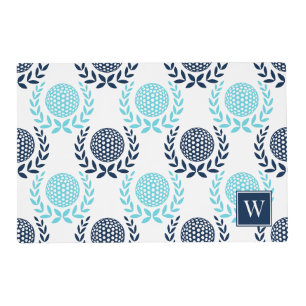 Preppy Golf Laurel Wreath – Navy & Turquoise Placemat