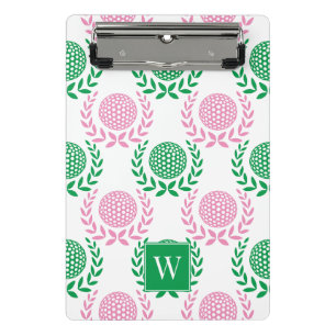 Preppy Golf Laurel Wreath - Pink & Green Mini Clipboard