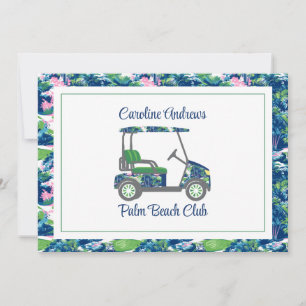 Preppy Golf Palm Beach Golf Cart Thank You Card