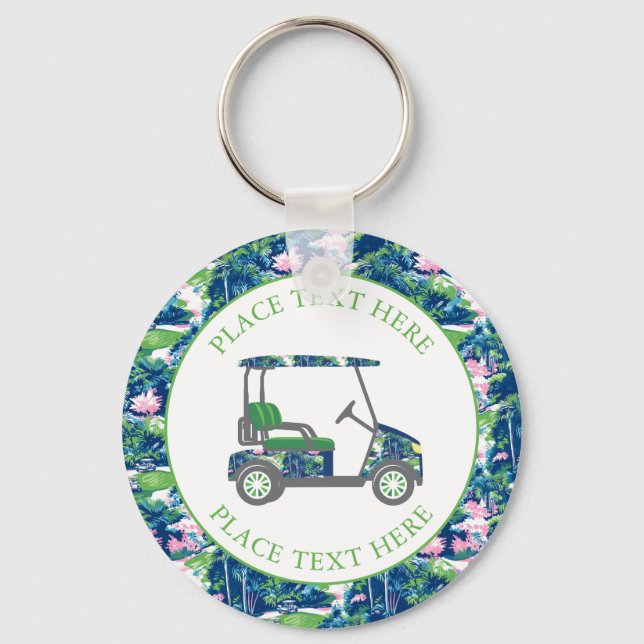 Preppy Golf Print Golf Cart Keychain (Front)