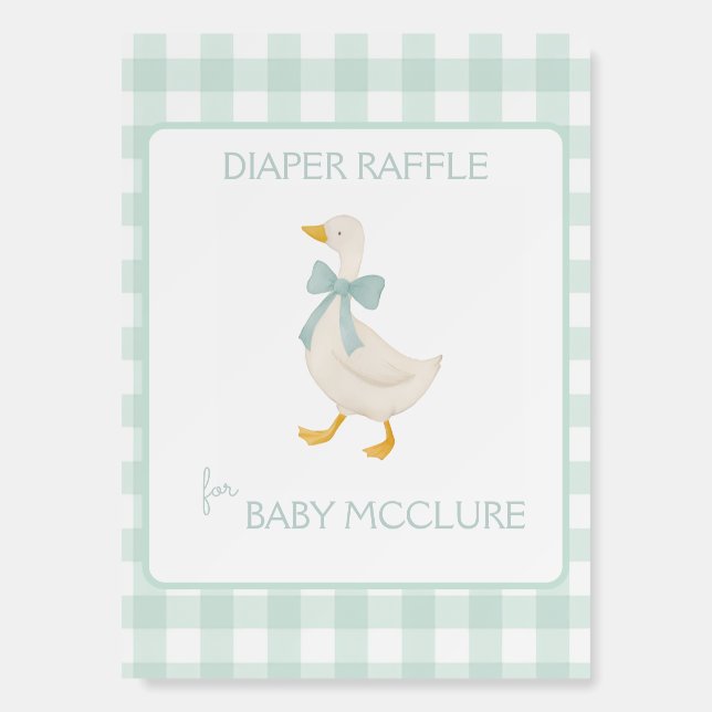 Preppy Goose Baby Shower Diaper Raffle Foam Board (Front)