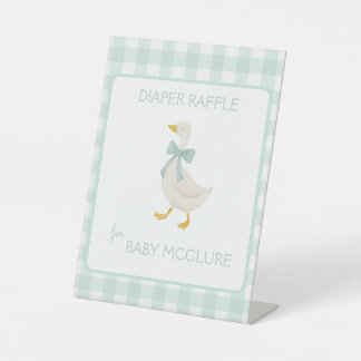 Preppy Goose Baby Shower Diaper Raffle Pedestal Sign