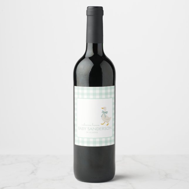 Preppy Goose Baby Shower Wine Label (Front)