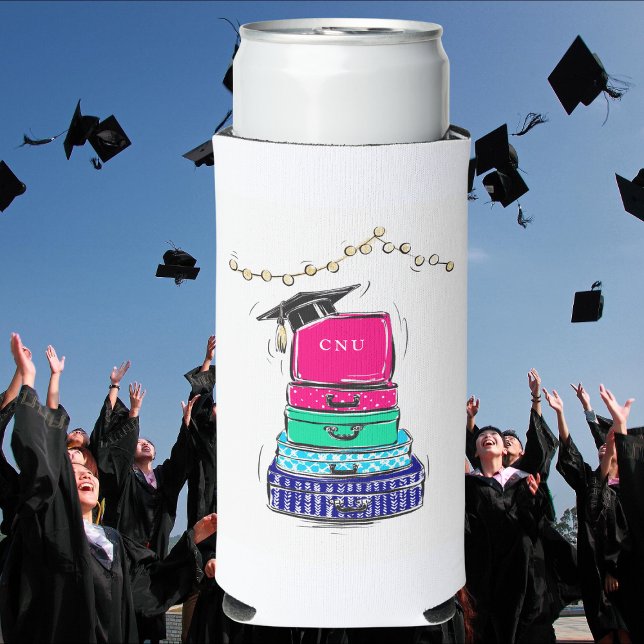 Preppy Graduation Personalized College Suitcases Seltzer Can Cooler (Creator Uploaded)