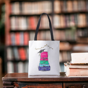 Preppy Graduation Stacked Suitcases with Grad Cap Tote Bag