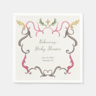 Preppy Grandmillenial Maximalist Frame Baby Shower Napkins