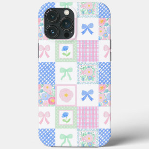 Preppy Grandmillennial Bows Floral Tiles iPhone 13 Pro Max Case