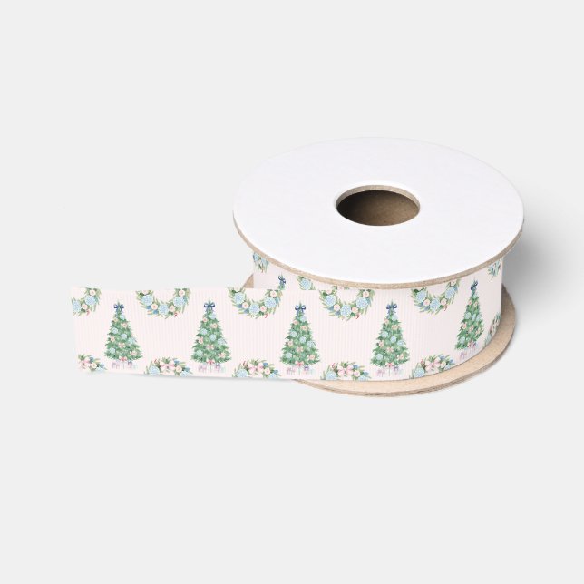 Preppy Grandmillennial Christmas Grosgrain Ribbon (Spool)