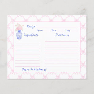 Preppy Grandmillennial Ginger Jar Bow Recipe Card