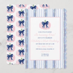 Preppy Grandmillennial Navy Our Little Pumpkin Invitation