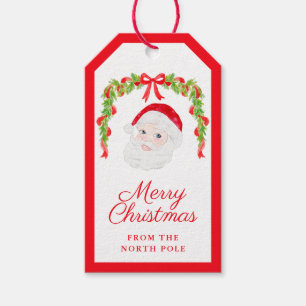 Preppy Grandmillennial Red Bows Garland Santa Gift Tags