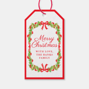 Preppy Grandmillennial Red Bows Ribbon Garland Gift Tags