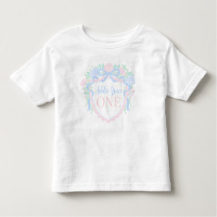 Preppy Grandmillennial Watercolor Crest Birthday Toddler T-shirt