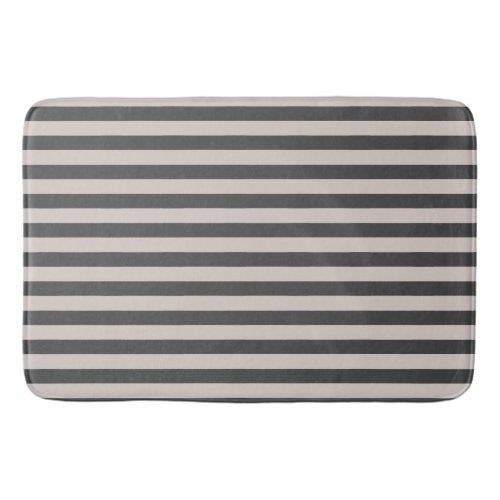  Preppy Gray and Sand Stripes Geometric Pattern Bath Mat