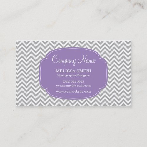 Preppy Gray Soft Purple Chevron Pattern Business Cards