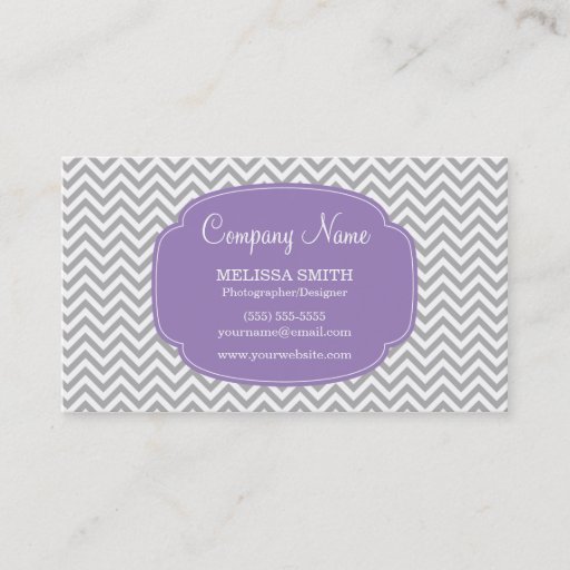 Customizable Preppy Gray Soft Purple Chevron Pattern Business Cards
