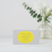 Preppy Gray Yellow Chevron Business Card (Standing Front)