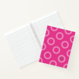 Preppy Greek Key Circles Sorority Initials Pink Notebook