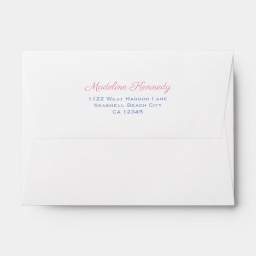 Preppy Greek Key Pink Blue Return Address Envelope - Envelope design with a pale blue and white Greek Key pattern liner and the return address in pink and blue. To match my sky blue / pink "Sakura" ginger jar range of stationery.