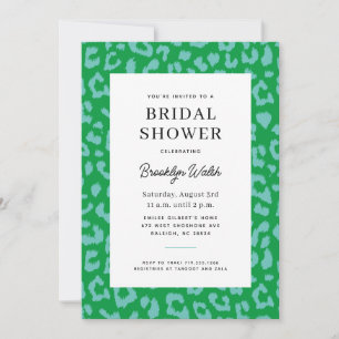 Preppy Green and Aqua Animal Print Bridal Shower Invitation