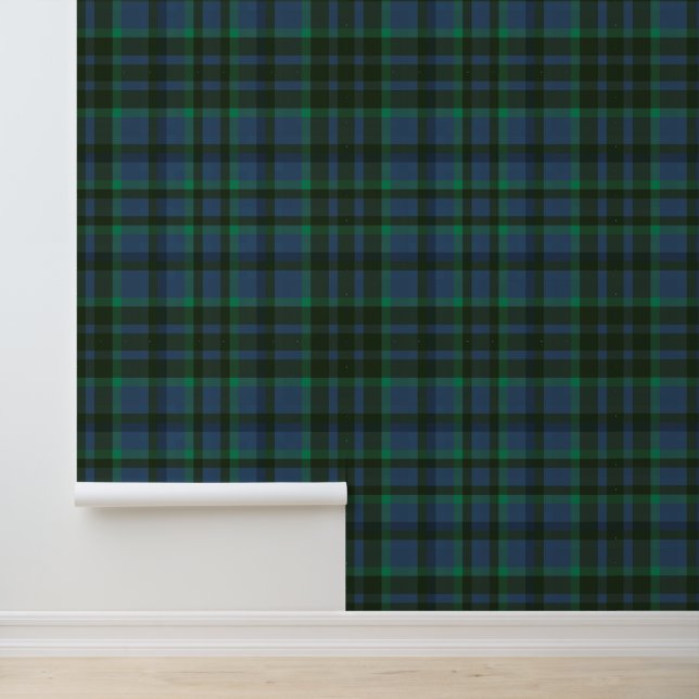 Preppy Green and Blue Plaid Wallpaper (Application)