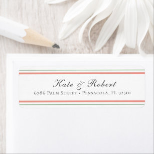 Preppy Green And Coral Return Address Label