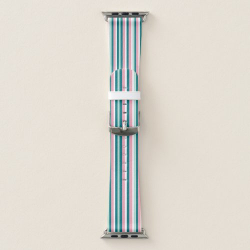 Preppy Green and Pink Striped Apple Watch Band