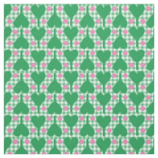Preppy Green and Pink Wedding Pickleball Fabric