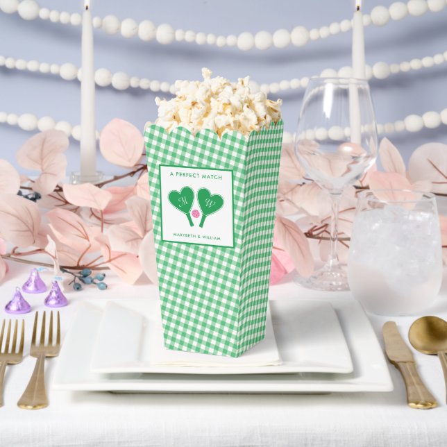 Preppy Green and Pink Wedding Pickleball Favor Boxes (Wedding)