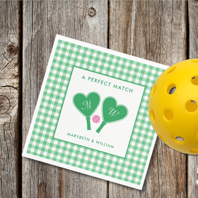 Preppy Green and Pink Wedding Pickleball Napkins (Creator Uploaded)