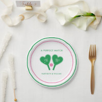 Preppy Green and Pink Wedding Pickleball