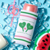 Preppy Green and Pink Wedding Pickleball