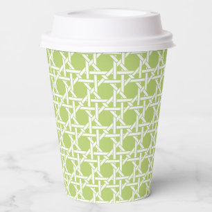 Preppy Green and White Cane Webbing Woven Paper Cups