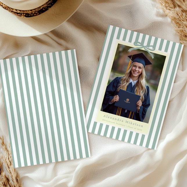 Preppy Green Arch Photo Graduation Announcement (Creator Uploaded)