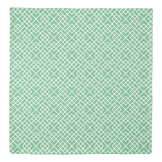 Preppy Green Bamboo Lattice Pattern Duvet Cover (Front)