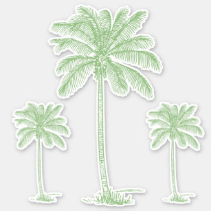 Preppy Green Coastal Palmetto Palm Trees Sticker